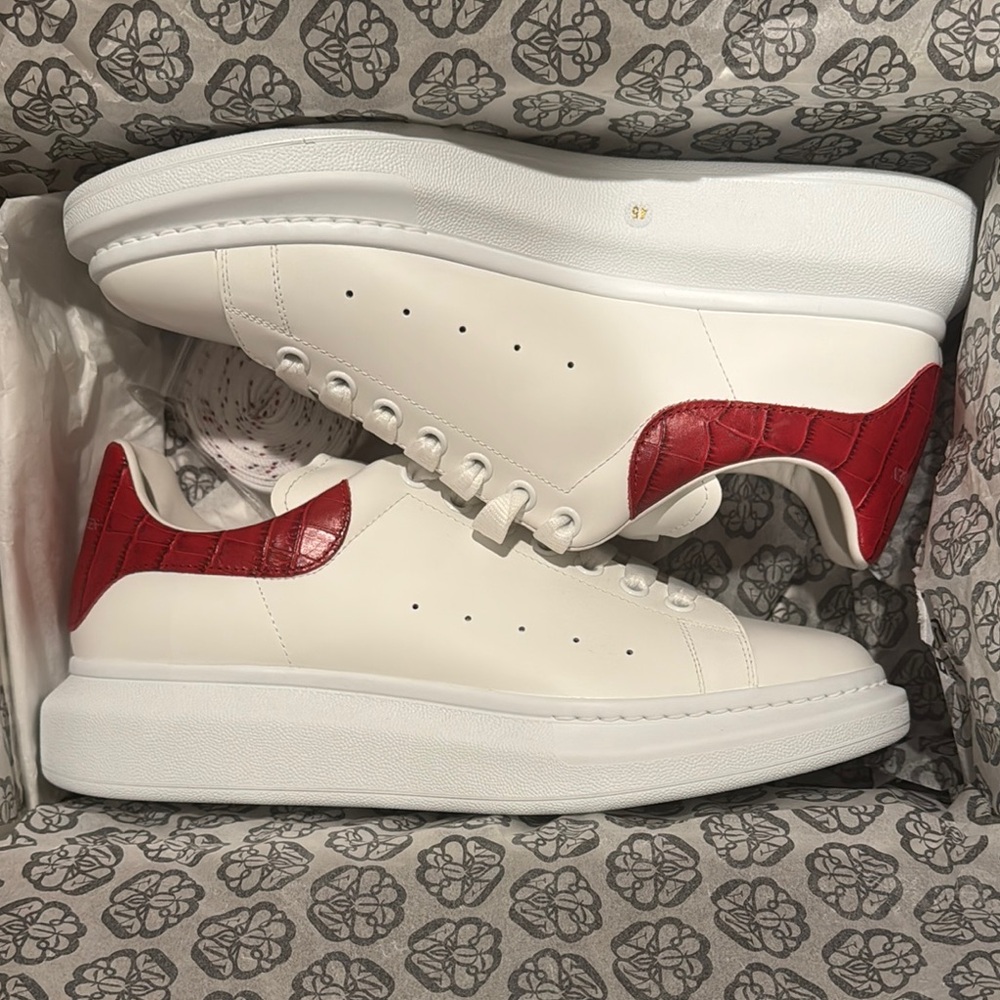 Alexander McQueen White and Red Sneakers